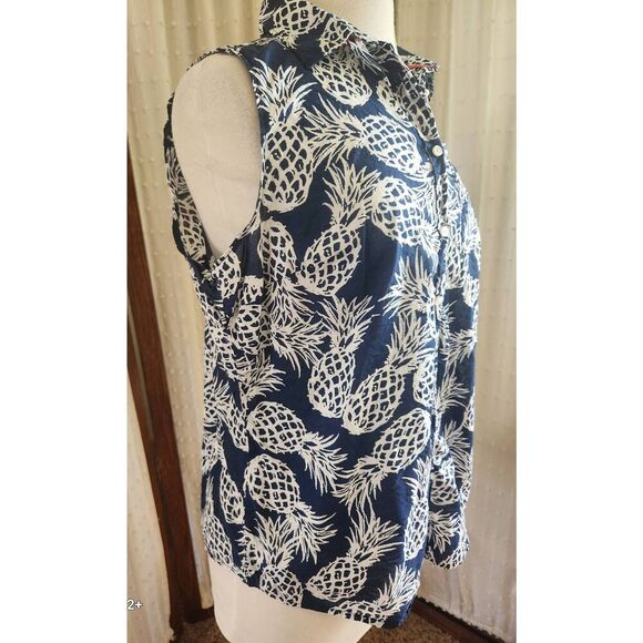 F19 St John's Bay pineapple button up blouse - Picture 4 of 9